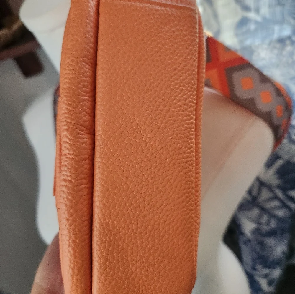 Pom Pom London Orange Crossbody Bag with Patterned Strap - Picture 3 of 9